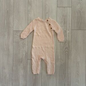 Cozy Knit Kids One Piece Romper in Soft Pink